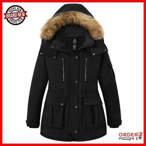 Plus Size Winter Parka with Hood, Waterproof & Warm Puffer Coat